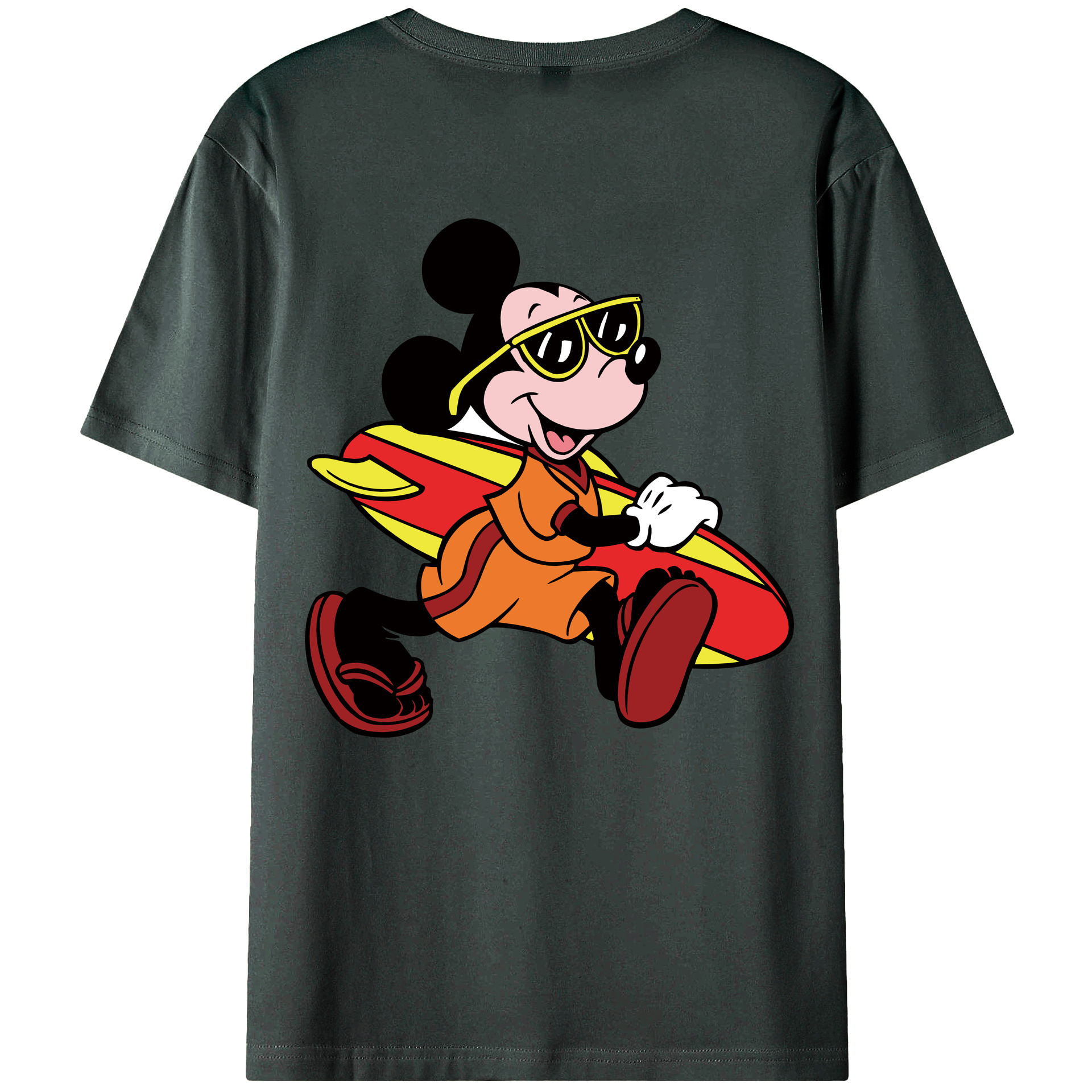 ミッキーマウス Mickey Mouse 綿100％ メンズ半袖Tシャツ（バックプリント） 通気性